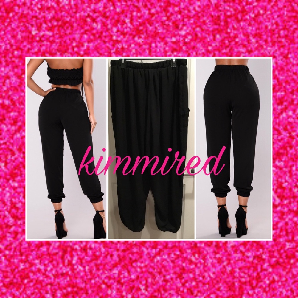 Fashion Nova Black Joggers ~Untagged 3X ~WORN ONCE - Picture 2 of 3